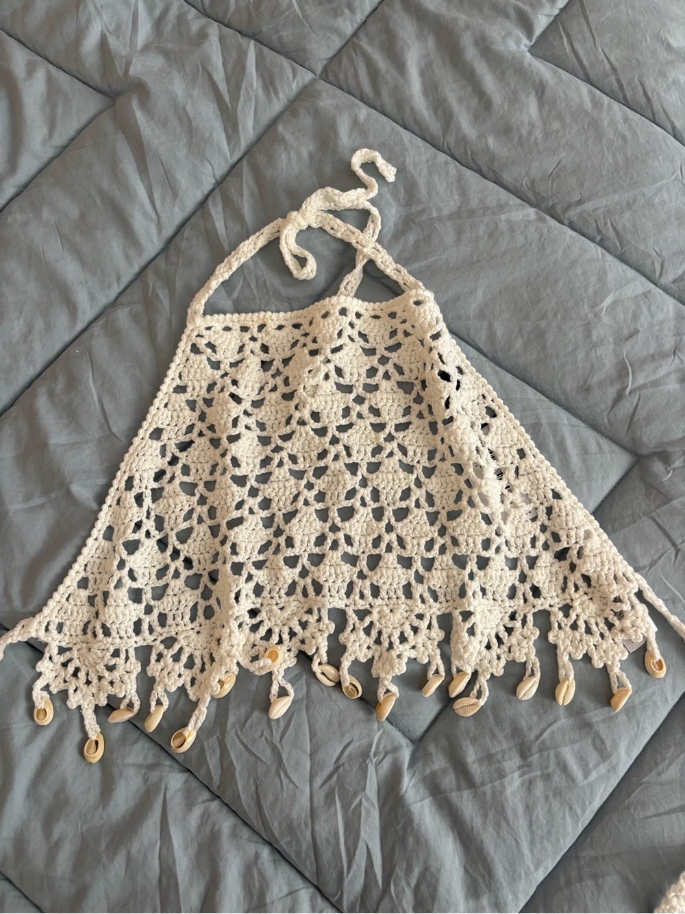 Nasty Gal Ivory Crochet Halter Top
